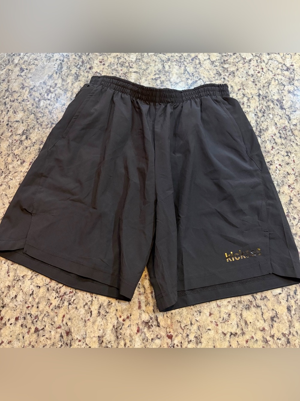Kickass Men’s Black Athletic Shorts with Elastic Waist and Liner